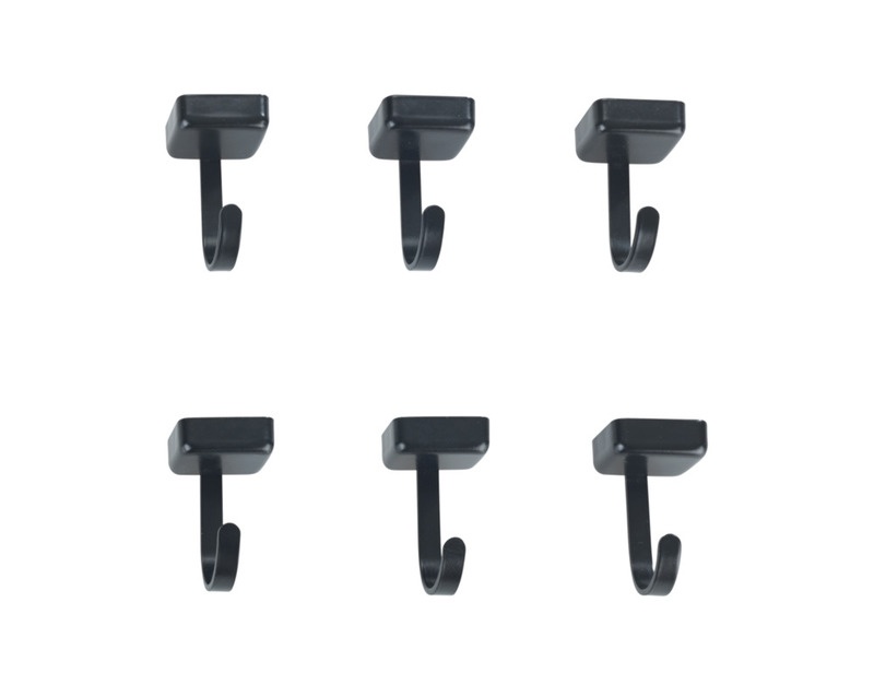Magnetiska krokar, 6 st, JET UNDER SHELF, 2 x 2 x H 3,9 cm, Svarta