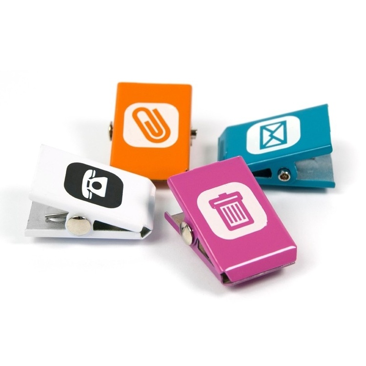 Magnetklämmor med symboler, 4 st, OFFICE CLIP, 2 x 2,7 cm, Mix