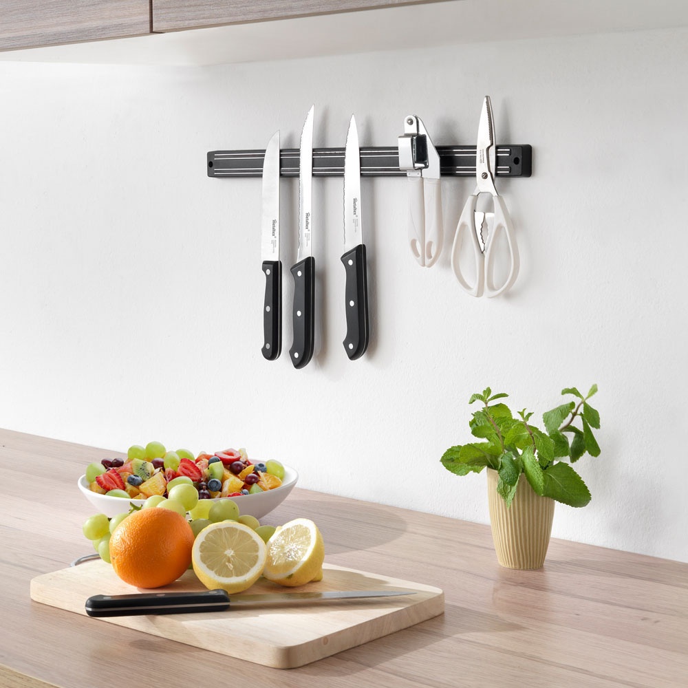Magnetlist för knivar, MAGNETIC BAR, 33 cm, Svart / Silver