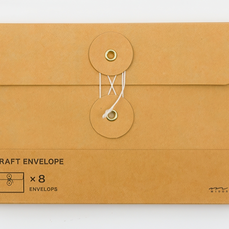 Mapp / Kuvert med snöre, 8 st, TRAVELER'S COMPANY KRAFT, 17 x H 11,5 , orange