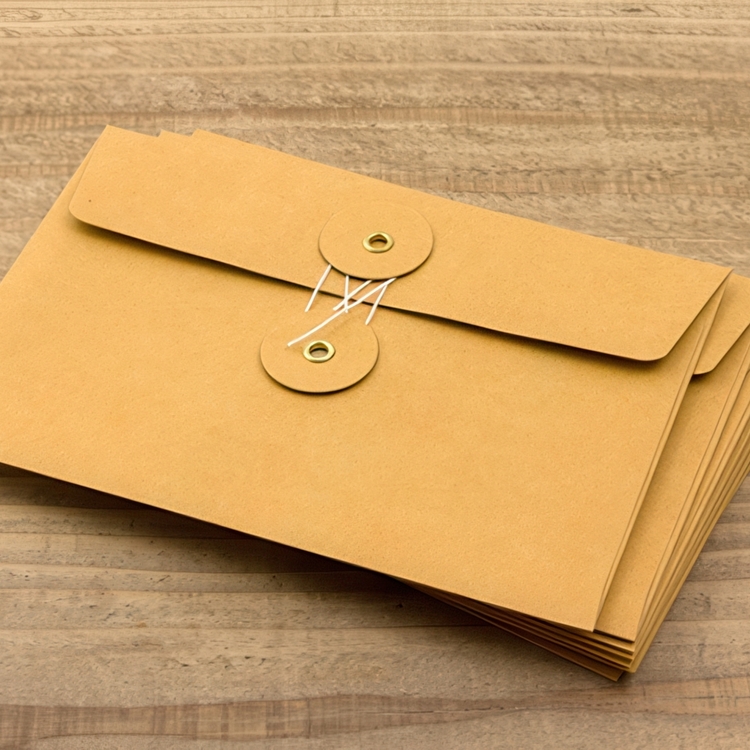 Mapp / Kuvert med snöre, 8 st, TRAVELER'S COMPANY KRAFT, 17 x H 11,5 , orange