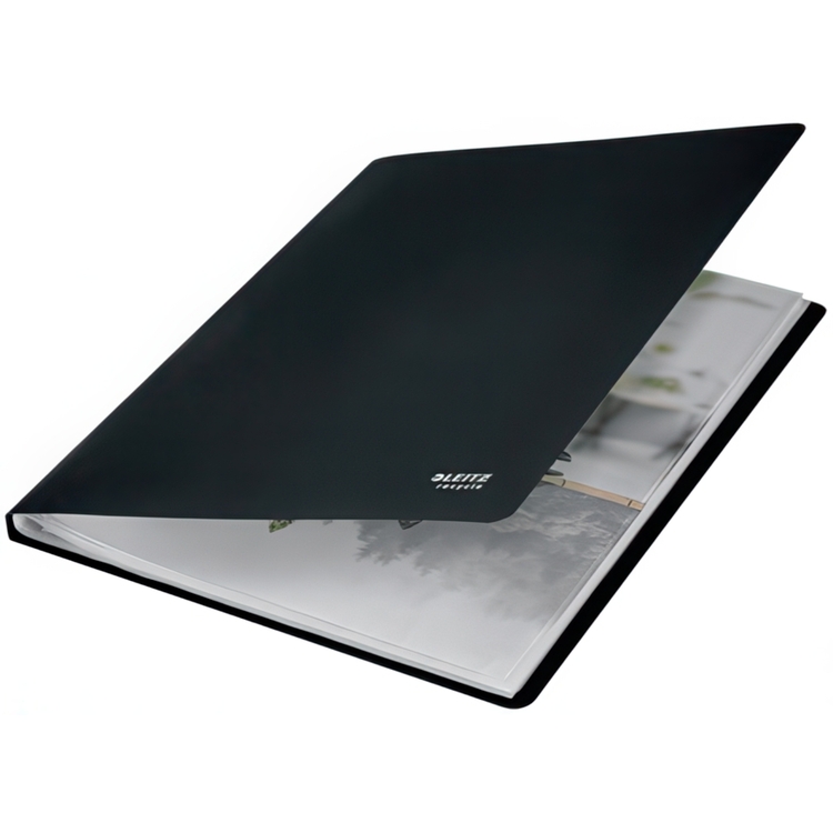 Mapp med 40 plastfickor, A4, LEITZ RECYCLE, 23 x H 31 cm, Svart