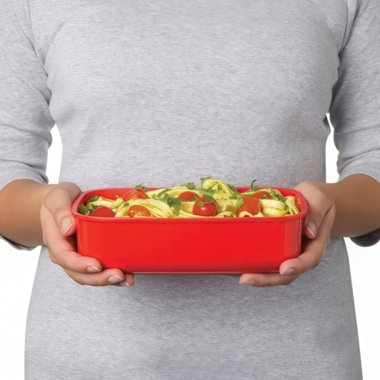 Matlåda för micro, MICROWAVE RECTANGULAR LARGE, 23 x 15 x H 8 cm, Röd