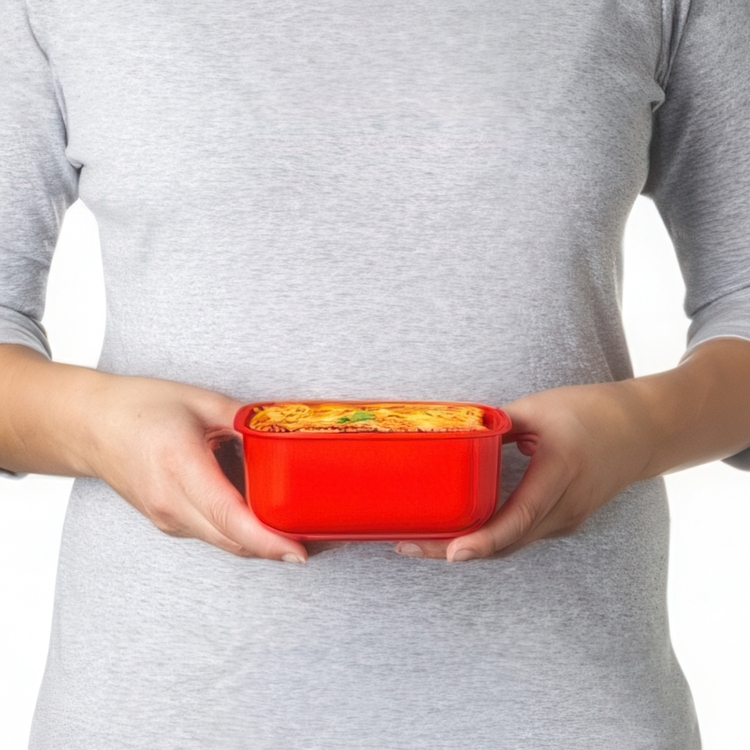Matlåda för micro, MICROWAVE RECTANGULAR SMALL, 14,5 x 11 x H 8 cm, Röd