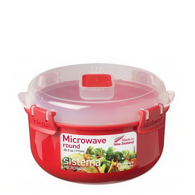 Matlåda för micron, MICROWAVE ROUND, Ø15,6 x H 9,5 cm, Röd