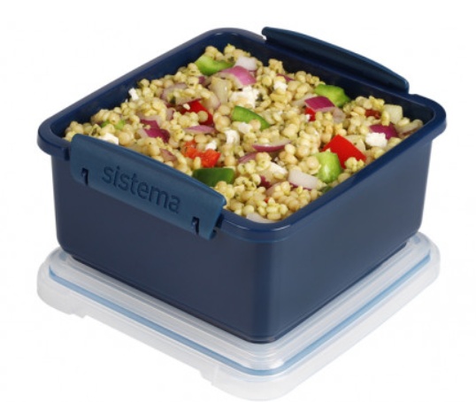 Matlåda med bestick, 1,2 L, Återanvänd Plast, LUNCH PLUS RENEW, 15,5 x 15 x H 8 cm, Blå