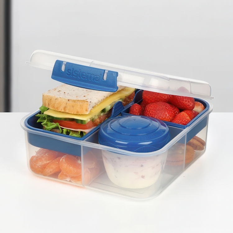 Matlåda med fack och yoghurtburk, 1,25 Liter, SISTEMA BENTO CUBE TO GO