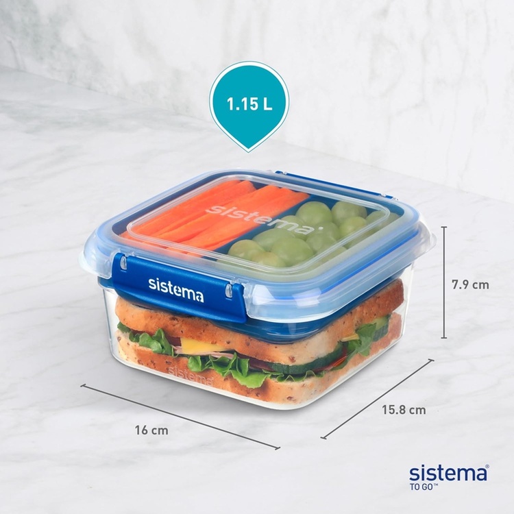 Matlåda med fack, 1,15 Liter, SISTEMA STAX TO GO