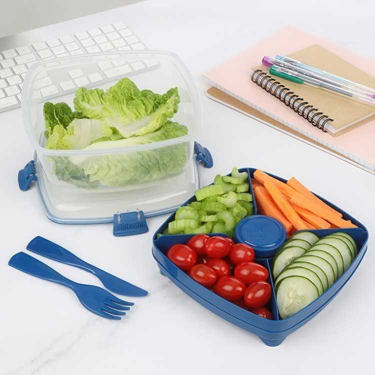 Matlåda med fack, 1,63 L, SALAD MAX TO GO, 19 x 19 x H 10 cm