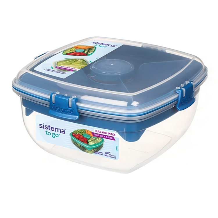 Matlåda med fack, 1,63 L, SALAD MAX TO GO, 19 x 19 x H 10 cm
