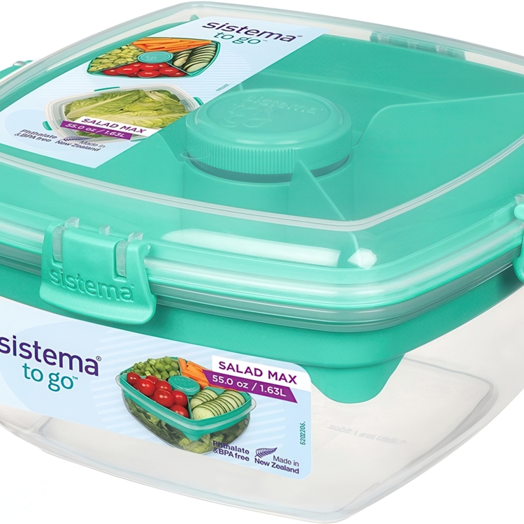 Matlåda med fack, 1,63 L, SALAD MAX TO GO, 19 x 19 x H 10 cm