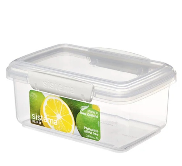 Matlåda, 1 L, KLIP-IT WHITE, 17,5 x 12 x H 8 cm, Klar / Vit