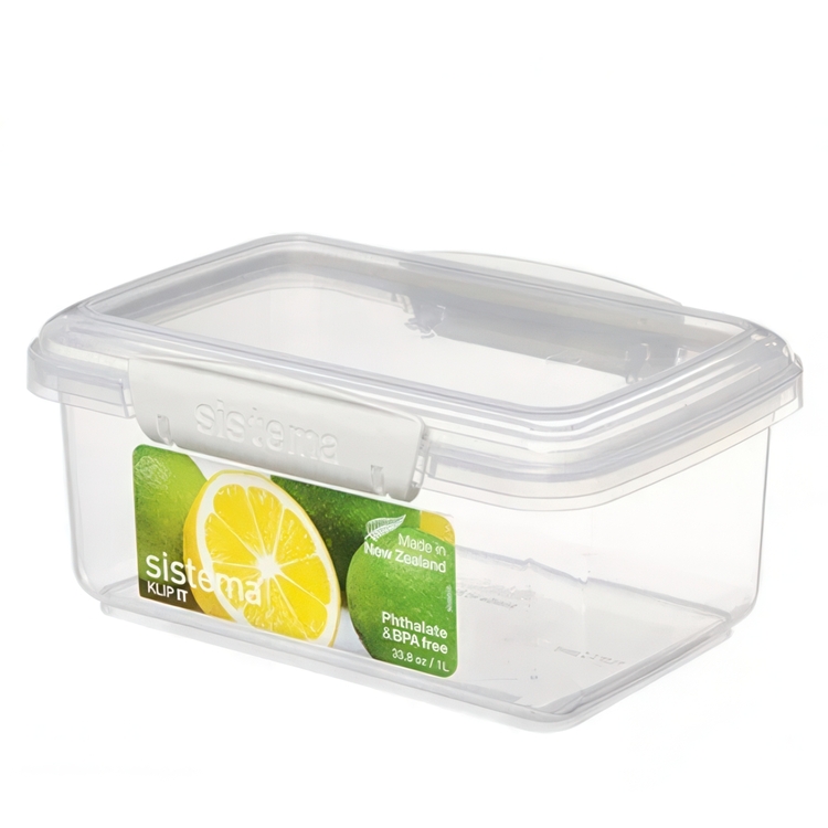 Matlåda, 1 L, KLIP-IT WHITE, 17,5 x 12 x H 8 cm, Klar / Vit