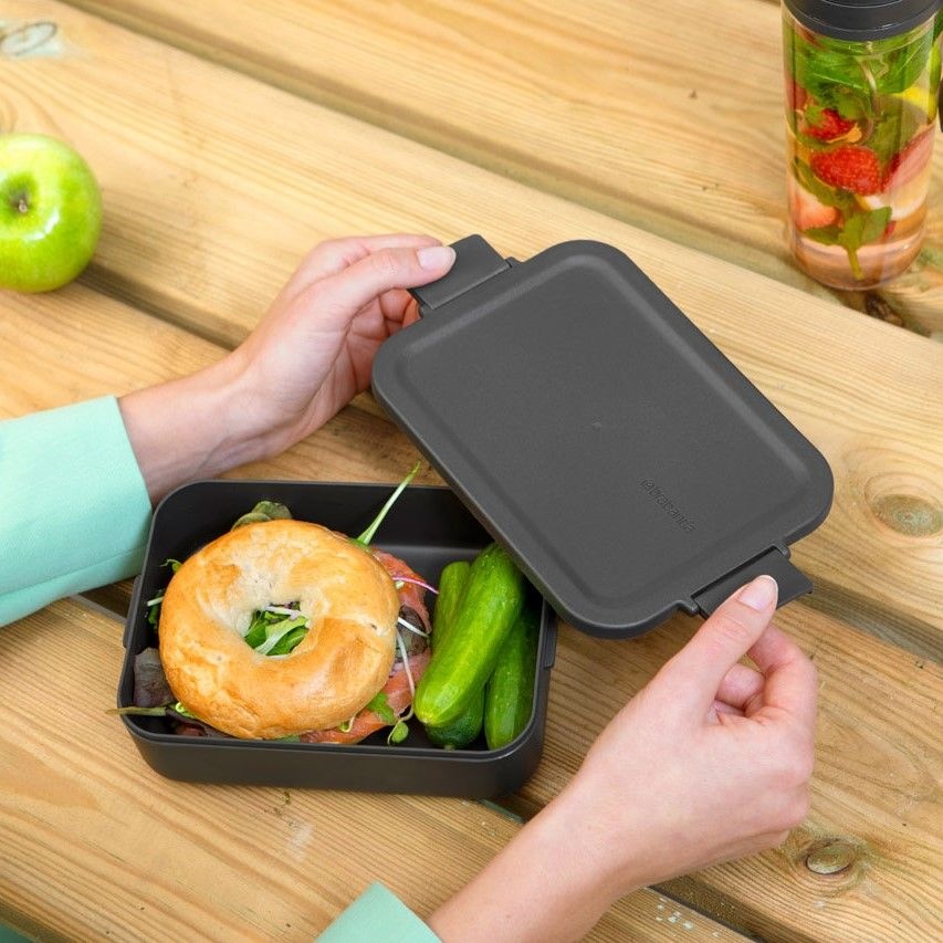 Matlåda, 1,1 L, BRABANTIA MAKE & TAKE MEDIUM LUNCH BOX , 20 x 13,5 x H 5,5 cm, Mörkgrå 