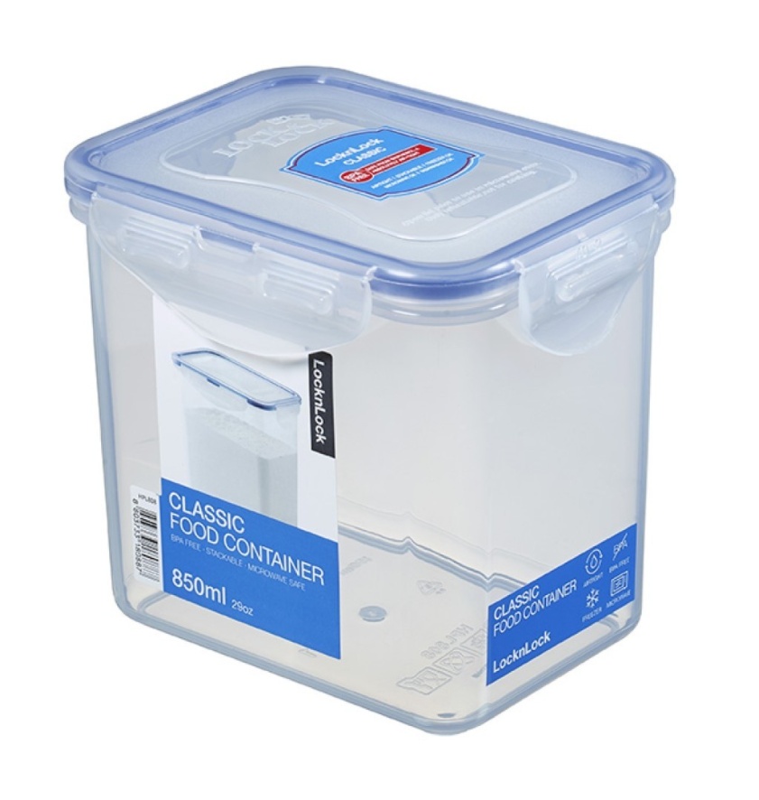 Matlåda, 850 ml, LOCK & LOCK, 13,7 x 10,4 x 12 cm, Klar / Blå