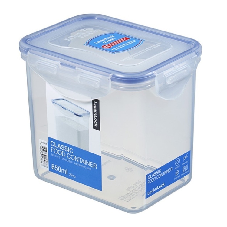 Matlåda, 850 ml, LOCK & LOCK, 13,7 x 10,4 x 12 cm, Klar / Blå