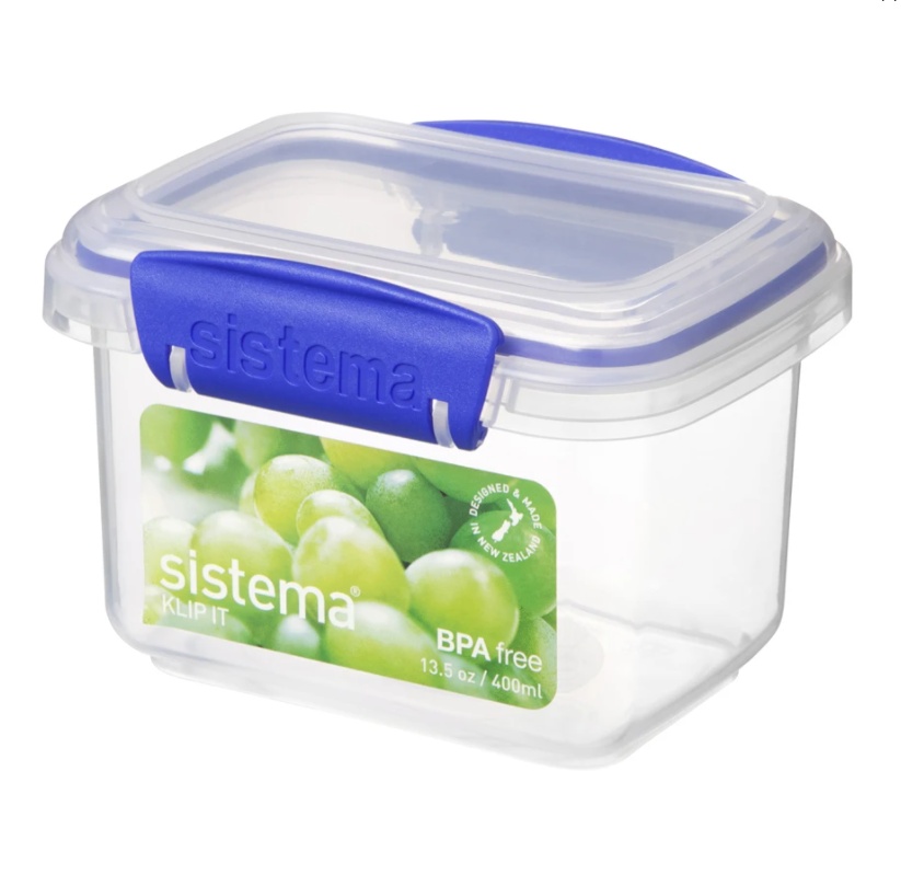 Matlåda, Liten, 400ml, SISTEMA KLIP-IT, Transparent / blå