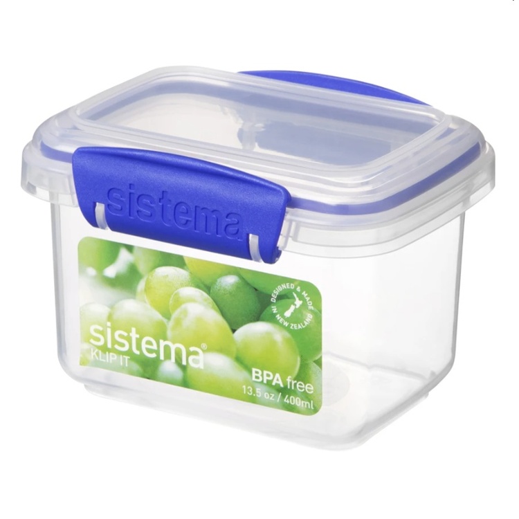 Matlåda, Liten, 400ml, SISTEMA KLIP-IT, Transparent / blå