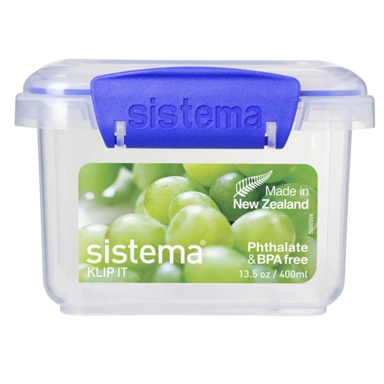 Matlåda, Liten, 400ml, SISTEMA KLIP-IT, Transparent / blå