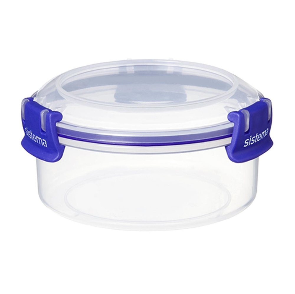 Matlåda, Rund, 0,3 liter, KLIP IT PLUS, Ã˜ 11,5 x H 5,8 cm, Klar / Blå