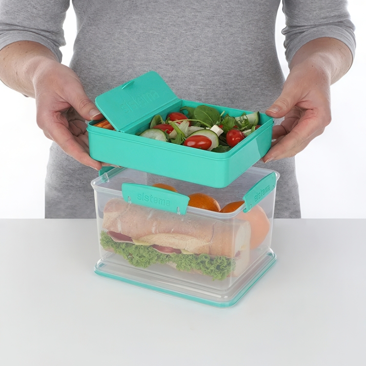 Matlåda, Stor, Med fack, 2,3 L, LUNCH TUB TO GO, 20 x 16 x H 11,5 cm, Mint