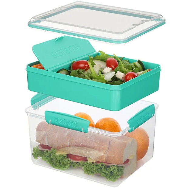 Matlåda, Stor, Med fack, 2,3 L, LUNCH TUB TO GO, 20 x 16 x H 11,5 cm, Mint