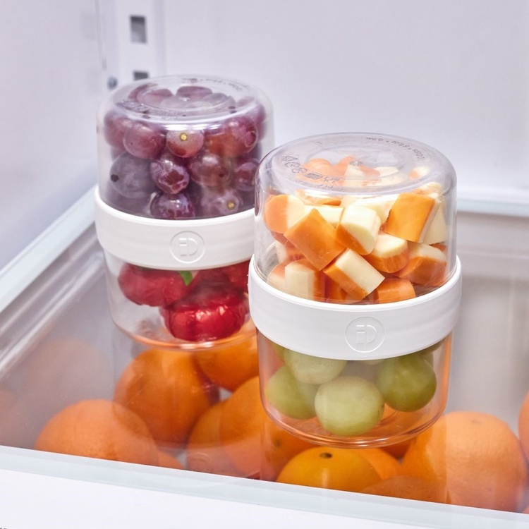 Matlåda, Tvådelad, iD FRESH STACK N' SNACK SMALL, Ø 9,5 x H 12 cm, Klar / Vit