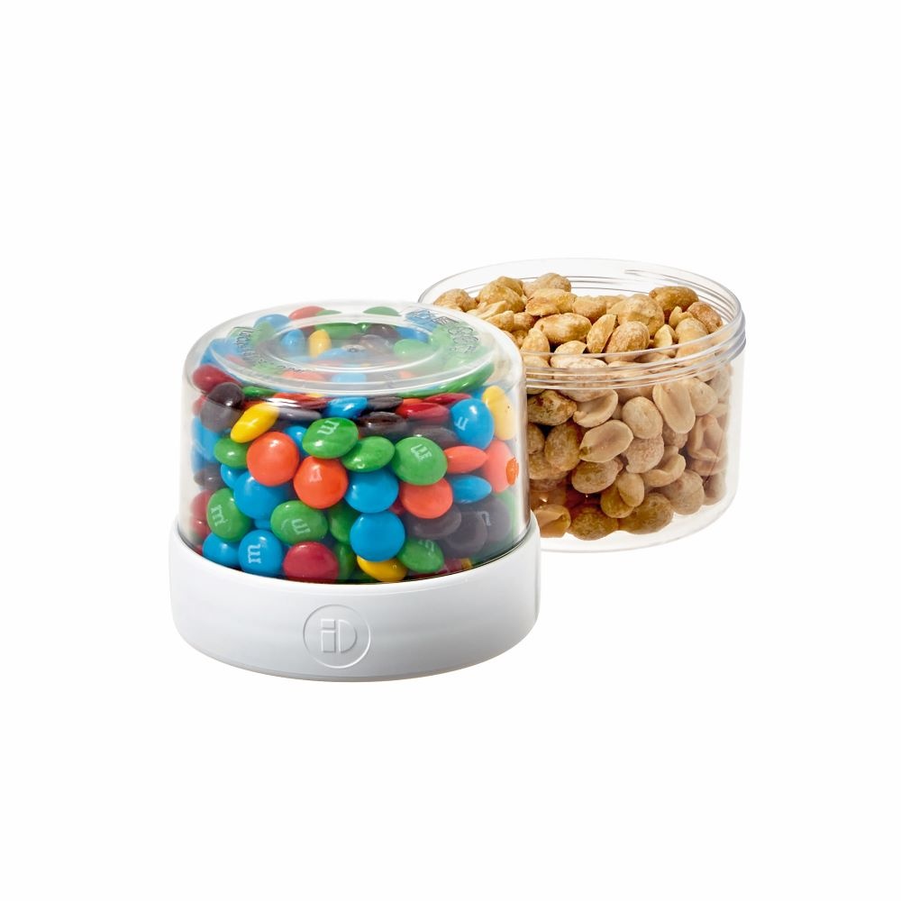 Matlåda, Tvådelad, iD FRESH STACK N' SNACK SMALL, Ã˜ 9,5 x H 12 cm, Klar / Vit