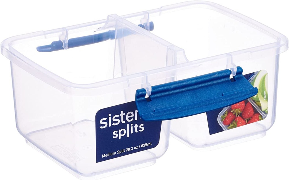 Matlåda, Tvådelad, 1 liter, KLIP IT SPLIT, Klar / Mörkblå