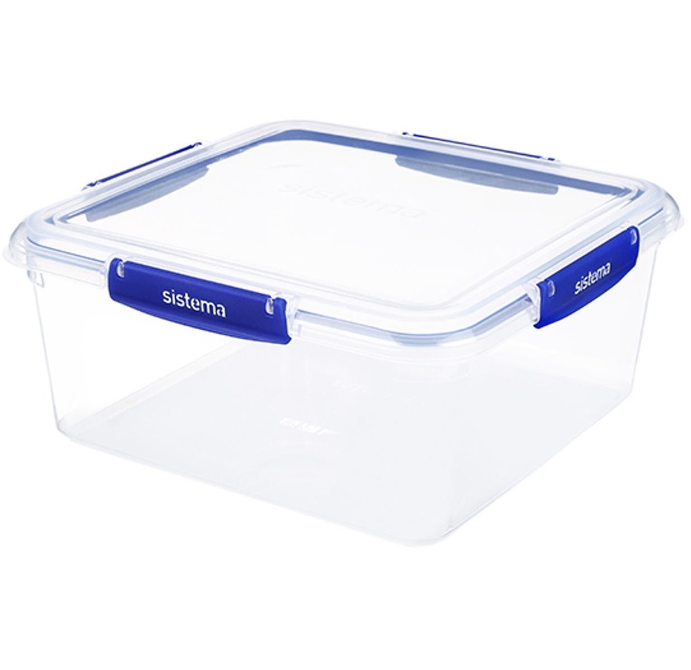 Matlåda, XL, 5,5L, KLIP IT PLUS SQUARE, 25 x 26 x H 11,7 cm, Klar / Blå