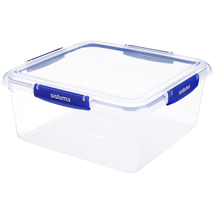 Matlåda, XL, 5,5L, KLIP IT PLUS SQUARE, 25 x 26 x H 11,7 cm, Klar / Blå