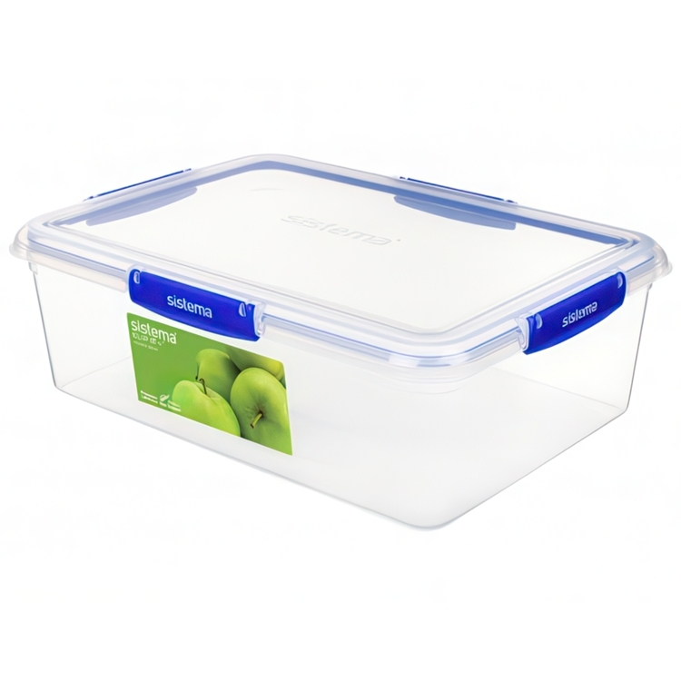 Matlåda, XXL, 7,5 L, KLIP IT PLUS RECTANGLE, 35,7 x 26 x H 11,7 cm, Klar / Blå