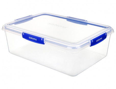 Matlåda, XXL, 7,5 L, KLIP IT PLUS RECTANGLE, 35,7 x 26 x H 11,7 cm, Klar / Blå