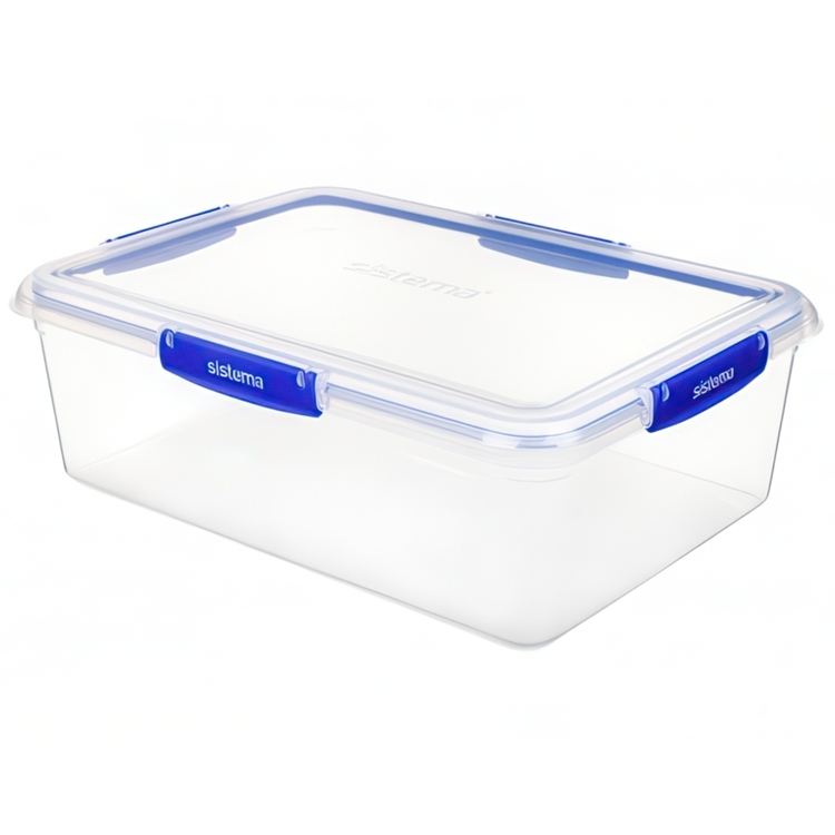 Matlåda, XXL, 7,5 L, KLIP IT PLUS RECTANGLE, 35,7 x 26 x H 11,7 cm, Klar / Blå