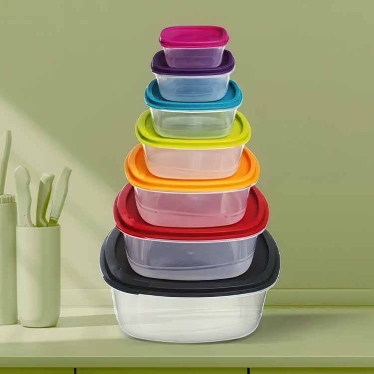 Matlådor, 7 st i olika storlekar, SMART COLORED NEST SQUARE Klar / Mix