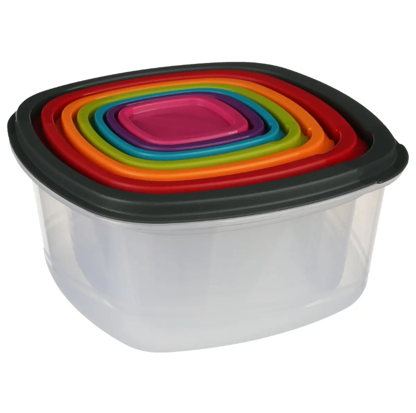 Matlådor, 7 st i olika storlekar, SMART COLORED NEST SQUARE Klar / Mix