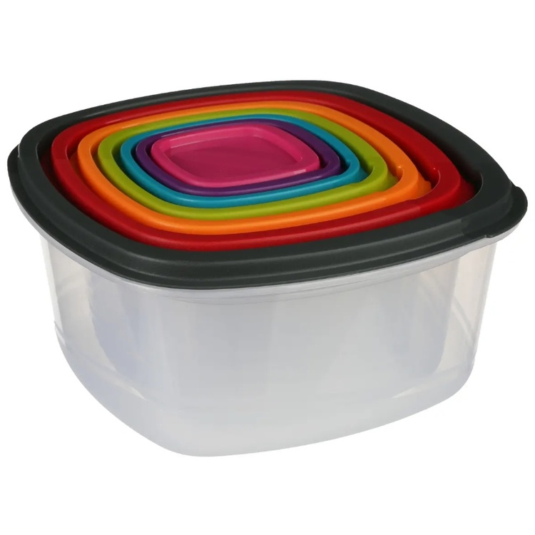 Matlådor, 7 st i olika storlekar, SMART COLORED NEST SQUARE Klar / Mix