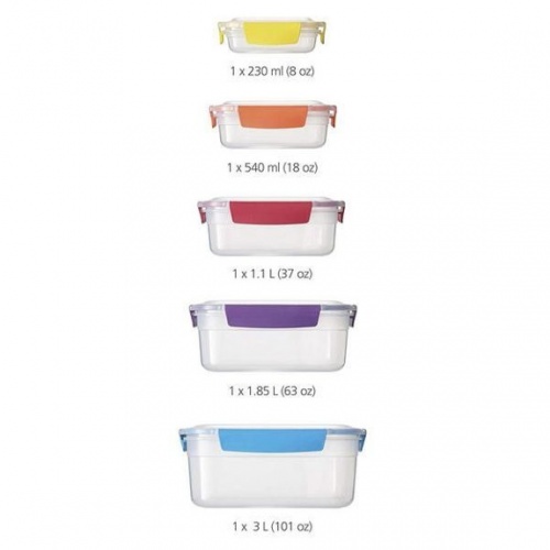 Matlådor, Set med 5 st, NEST LOCK CONTAINERS, Large, Joseph Joseph, Mix