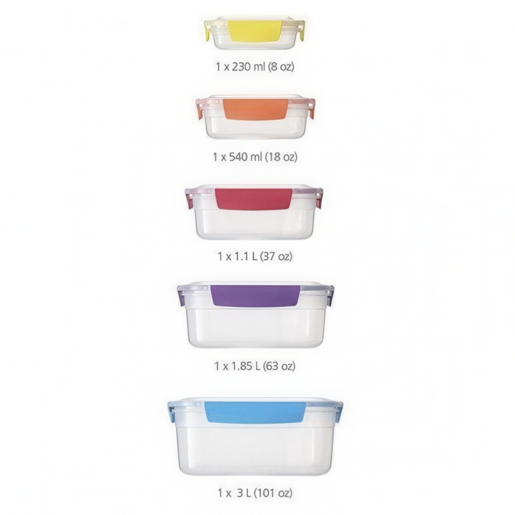 Matlådor, Set med 5 st, NEST LOCK CONTAINERS, Large, Joseph Joseph, Mix