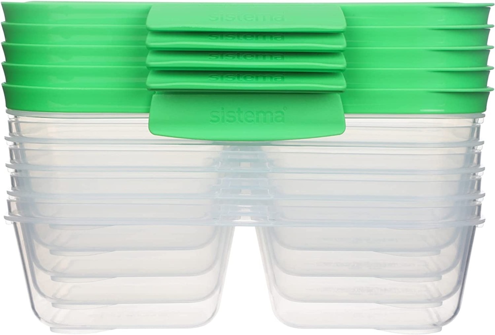 Matlådor, Tvådelade, 870 ml, 5 st, SISTEMA NEST IT, 19 x 14,5 x H 5,5 cm, Klar / Grön