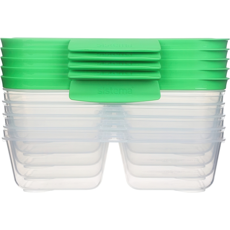 Matlådor, Tvådelade, 870 ml, 5 st, SISTEMA NEST IT, 19 x 14,5 x H 5,5 cm, Klar / Grön