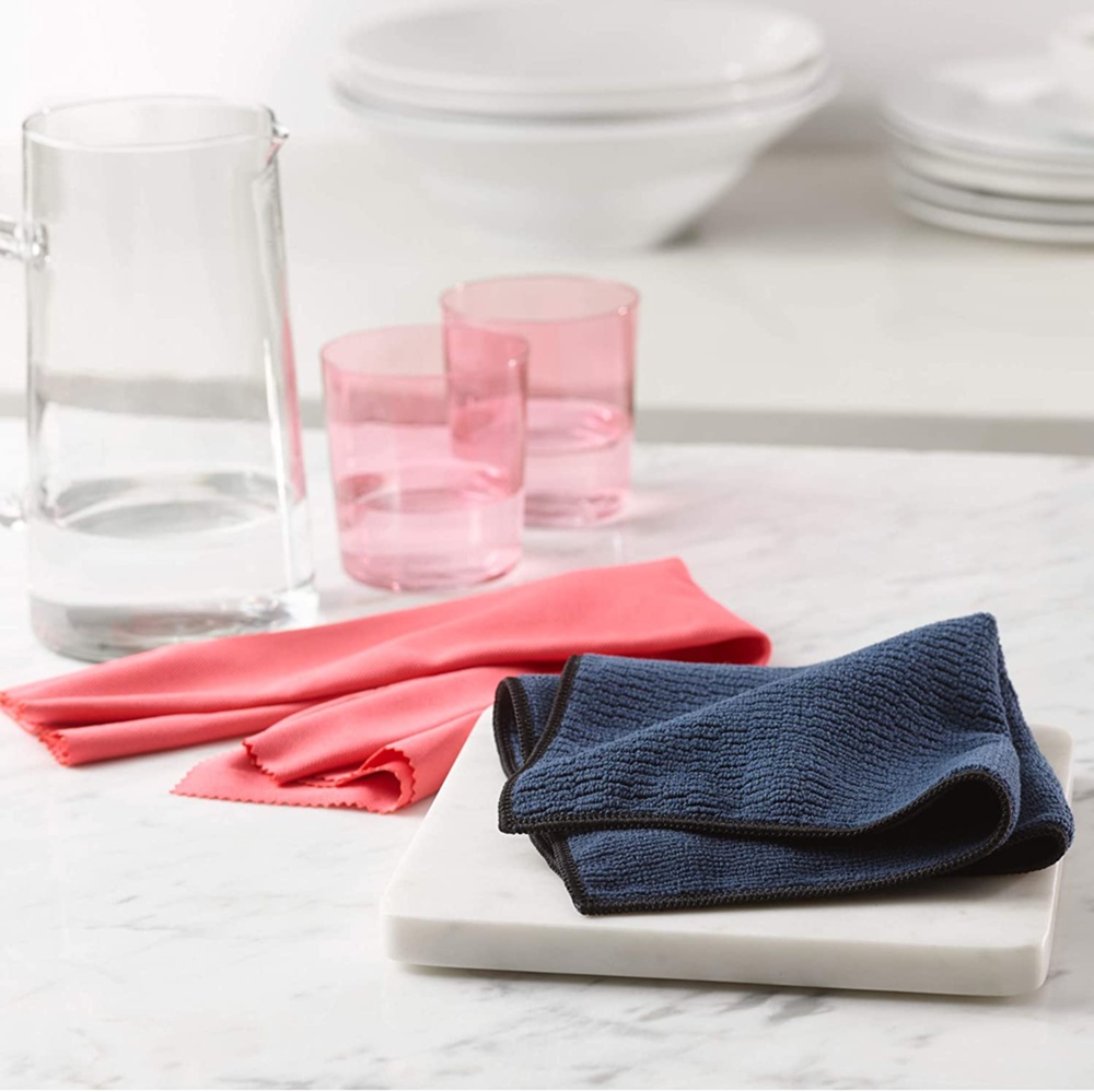 Mikrofiberdukar för ytor av sten, Set med 2, GRANITE & STONE, Svart / Orange