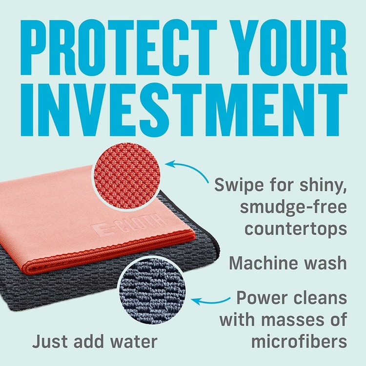 Mikrofiberdukar för ytor av sten, Set med 2, GRANITE & STONE, Svart / Orange