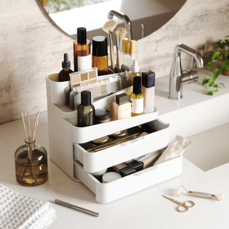 Mini byrå / Ställ för smink, UMBRA LARGE GLAM MAKE UP ORGANISER, Vit/