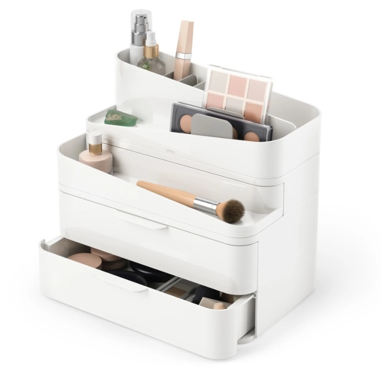 Mini byrå / Ställ för smink, UMBRA LARGE GLAM MAKE UP ORGANISER, Vit/ Ljusgrå