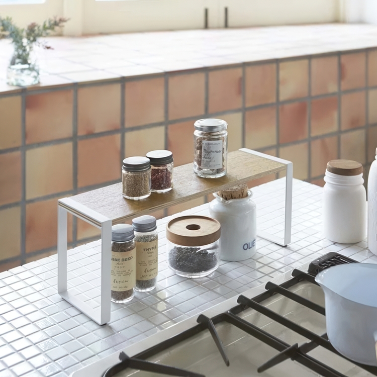 Mini hylla, TOSCA KITCHEN RACK WIDE, 40 x 12 x H 15.5 cm, Yamazaki, Vit / Trä