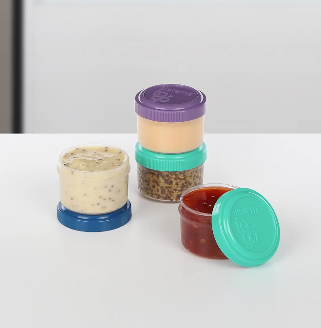 Miniburkar för dressing mm, 4 st, SISTEMA TO GO, 35 ml, Mix