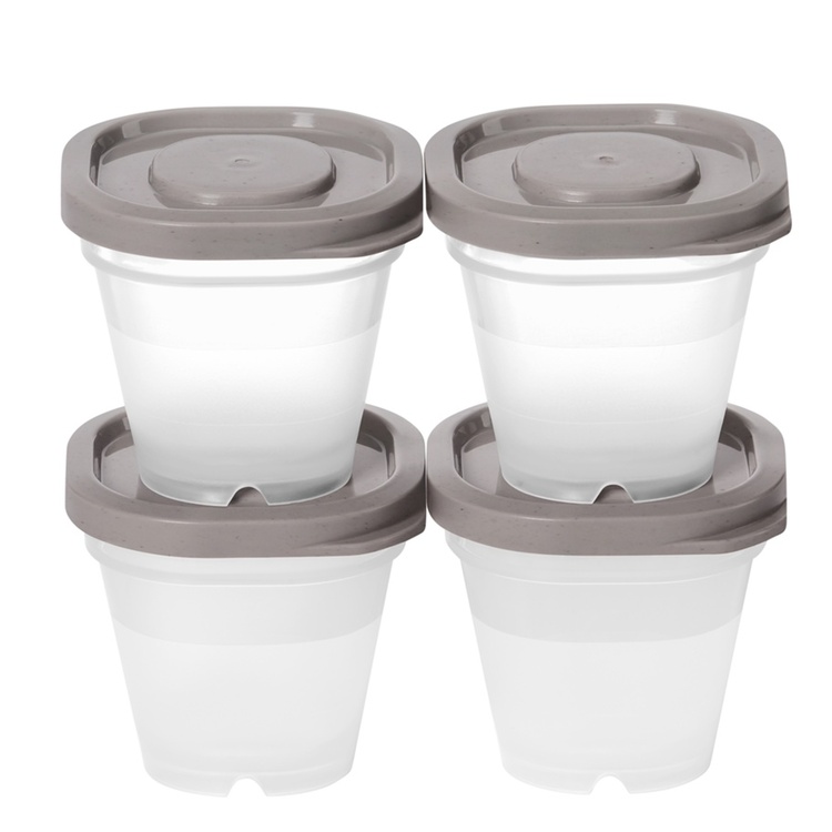 Miniburkar för dressing, 4 st, SMARTSTORE SUSTAIN, Transparent / Earl grey