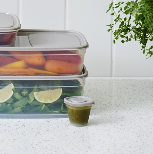 Miniburkar för dressing, 4 st, SMARTSTORE SUSTAIN, Transparent / Earl grey 