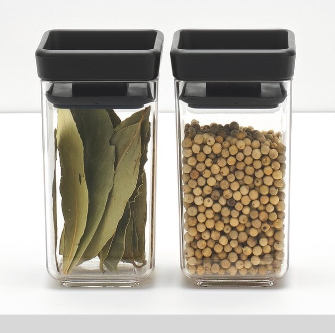 Miniburkar, 2 st, 0,15L, TASTY+ MINI CANISTERS, Brabantia, Klar / Mörkgrå